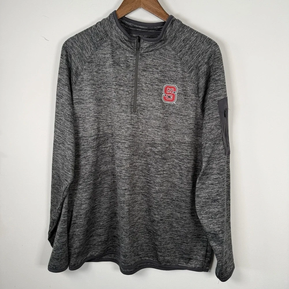 Colosseum Men's 1/4 Zip North Carolina State Pullover‎ Gray Large